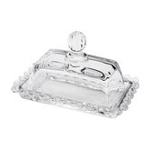 Manteigueira Cristal de Chumbo Pearl Bolinha - 14cm - Ela Decora